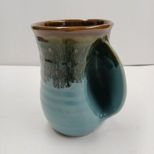 Neher Pottery Mug 2012 Blue Coffee Cup Right Hand Warming Clay In Motion Artisan